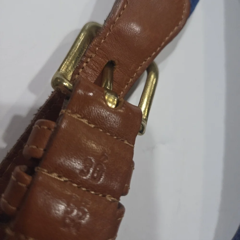 Coach Blue and Brown Belt with Gold Buckle Men's Sz.38